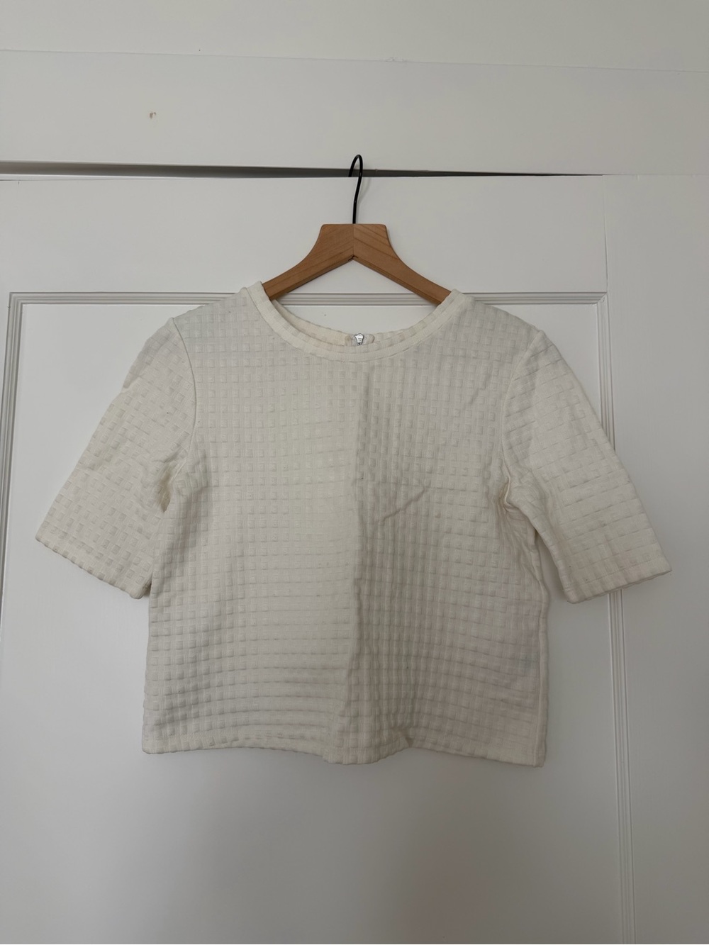 Theory Cream Textured Short-Sleeve Boxy Tee